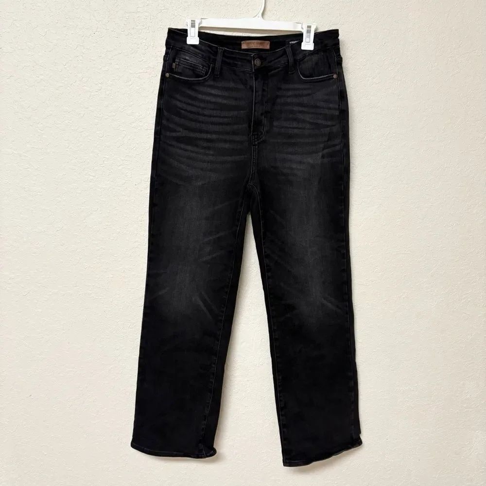 Judy Blue Jeans Women's Straight Fit Black Denim Stretch Size 15/32